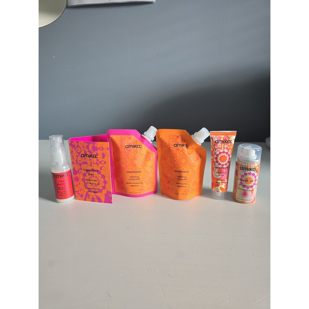 Amika Normcore Shampoo, Conditioner, Mask, Oil, Dry Shampoo Minis Bundle NEW